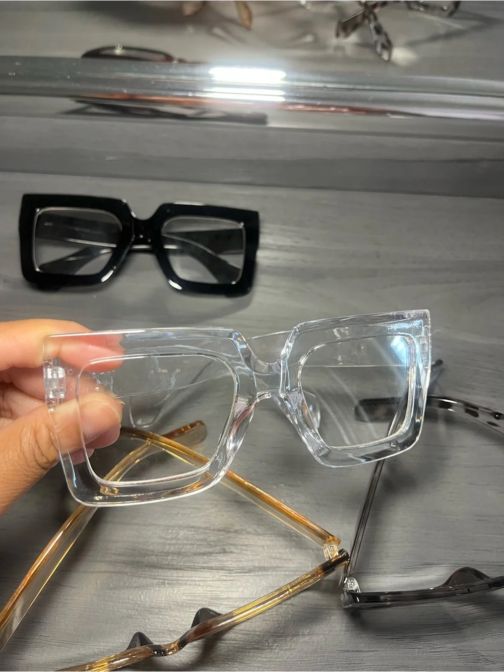 Classic Square Fashion Sunglasses - Black, Clear, Amber, Tortoiseshell